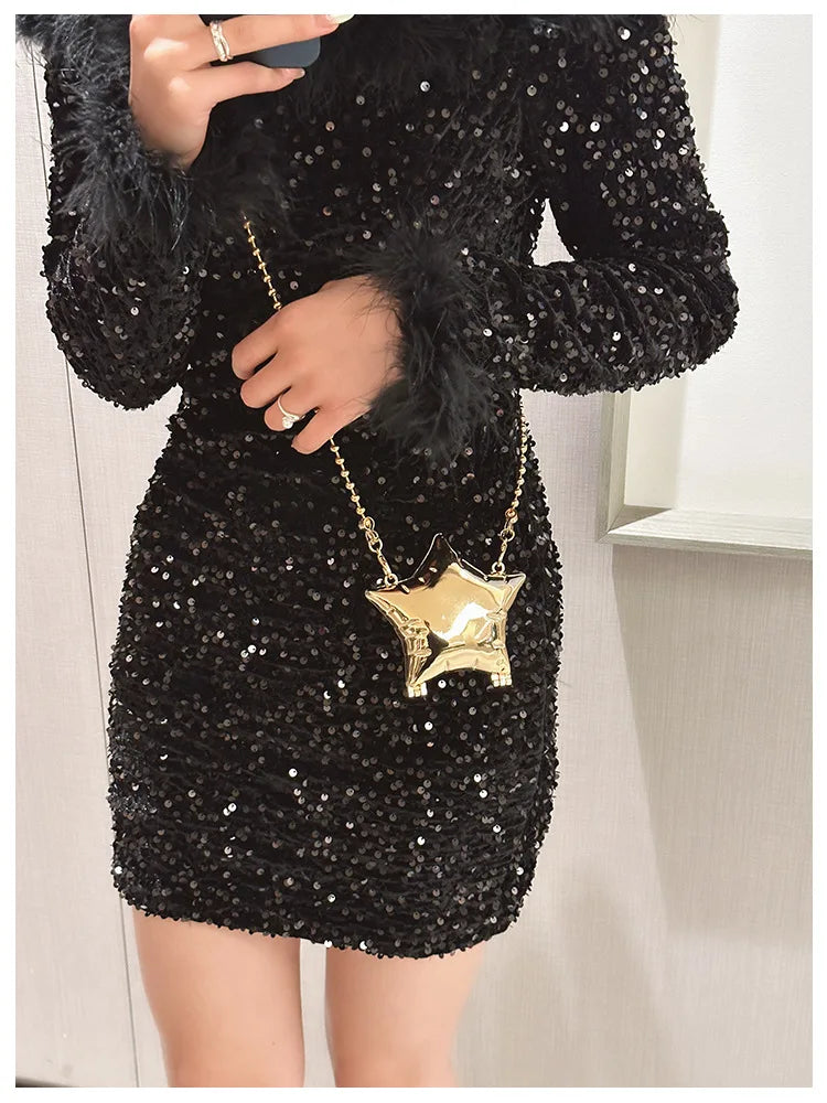 Fashion Metal Mouth Red Bag for Women High Quality Gold Shoulder Bags Designer Hollow Out Crossbody Bag Cute Dinner Bag Handbags