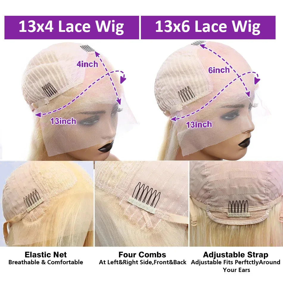 30 40 Inch 613 Honey Blonde 13x4 Lace Front Human Hair Wigs Glueless Straight 250 Density 13x6 HD Transparent Frontal Wig Women