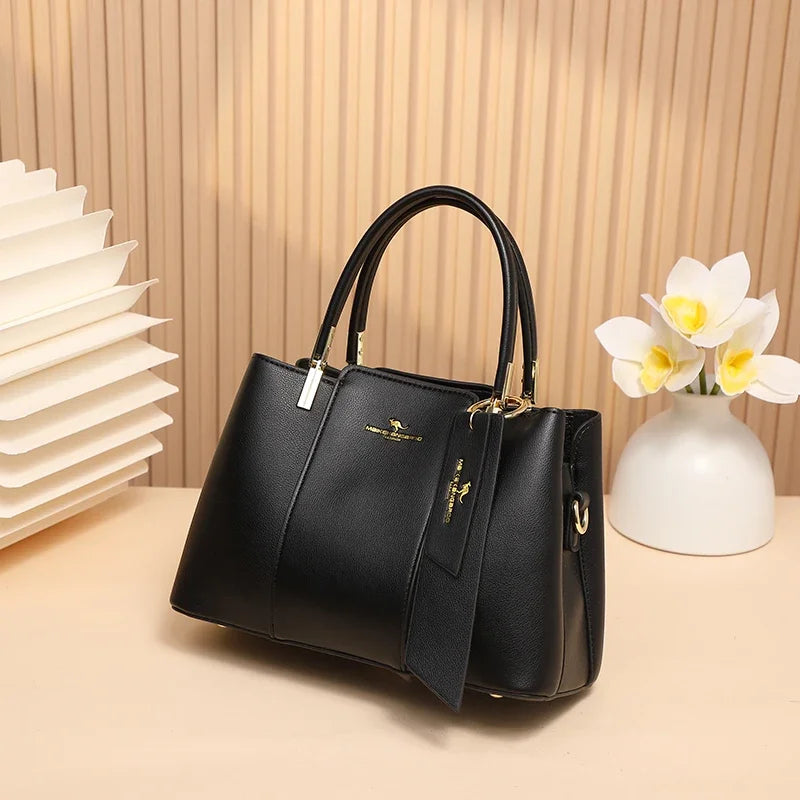 Women Luxury Top-Handle Bags 3 layer Design Fashion Print Handbag High Quality Leather Shoulder Bag Large Capacity Women Handbag