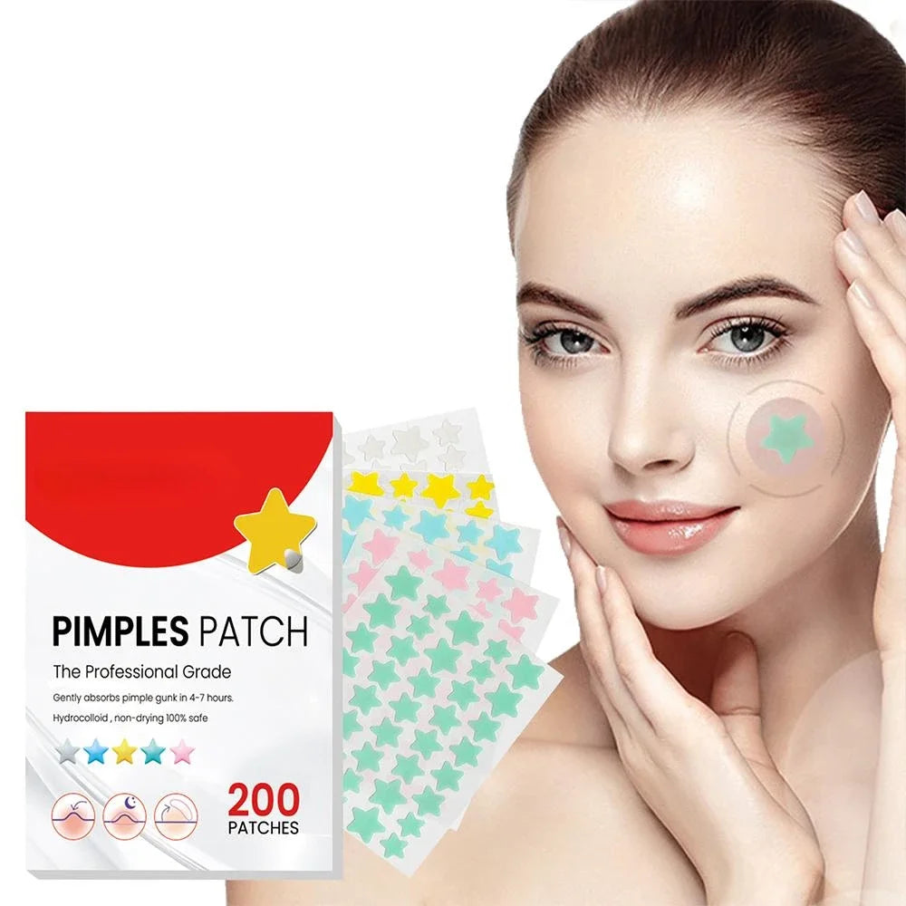 200pcs Star Pimple Patch Acne Colorful Invisible Acne Removal Skin Care Stickers  Face Spot Beauty Makeup Tool