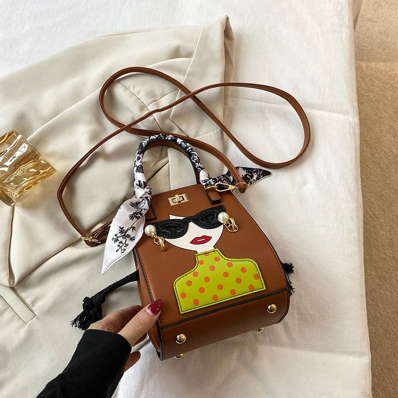 2023 Luxury Brand Hand Bags for Women High Quality PU Shoulder Bag Fashion Glasses Beauty Crossbody Bag Cute Purses and Handbags