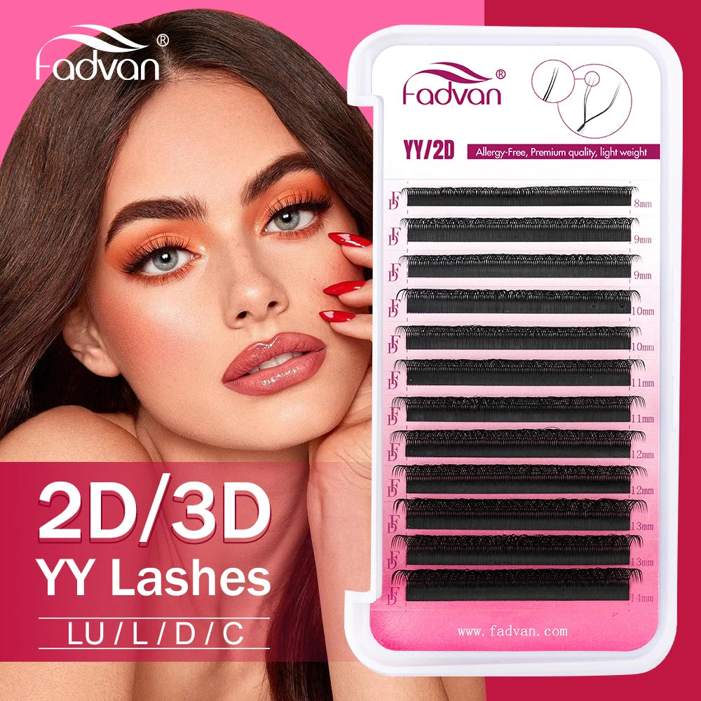 FADVAN YY Shape Lashes 2D/3D 0.05/0.07 Faux Mink C/D/L 8-15mm Natural Soft Brazilian Eyelash Premade Volume Fan Lashes Extension