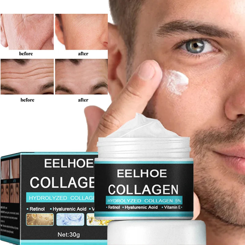 Men Collagen Anti-Wrinkle Cream Hyaluronic Remove Wrinkles Firming Lifting Moisturizing Anti-Aging Whiten Brightening Face Care