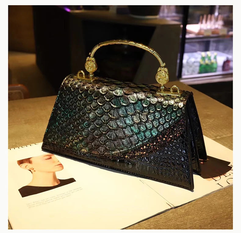 Fashion Brand Genuine Leather Women's Handbags 2024 New Crocodile Pattern Shoulder Crossbody Bag Lady Party Messenger Shell Bags