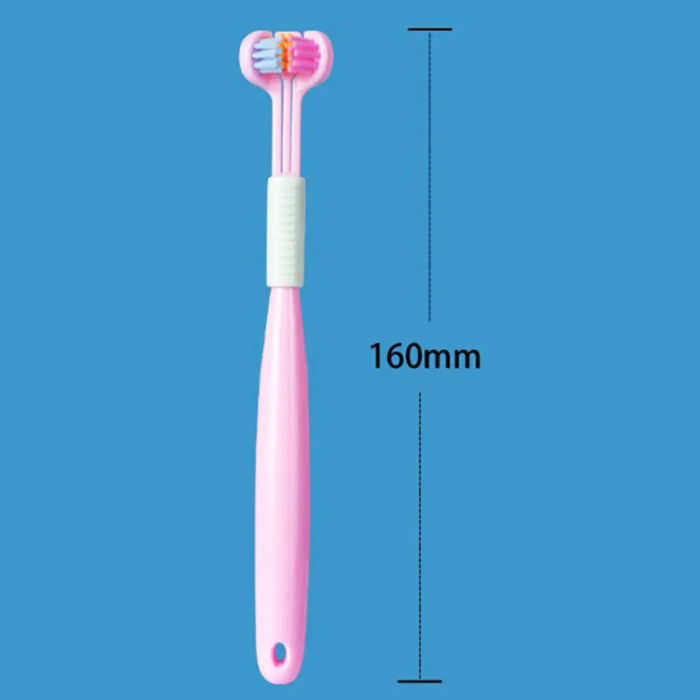 3D Stereo Three-Sided Toothbrush for Children's Tongue Scraper Deep Cleaning Ultra Fine Soft Hair Portable Travel Oral Care Tool