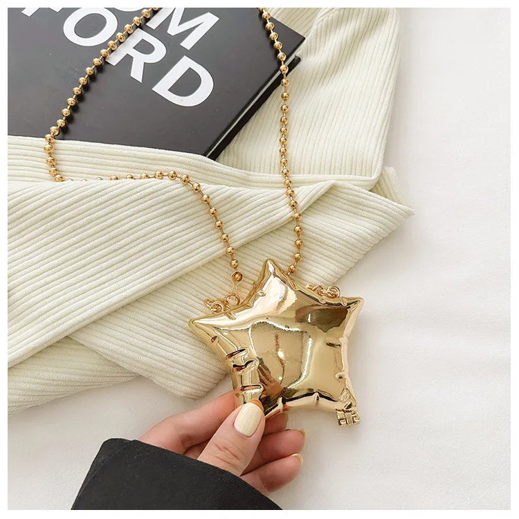 Fashion Metal Mouth Red Bag for Women High Quality Gold Shoulder Bags Designer Hollow Out Crossbody Bag Cute Dinner Bag Handbags