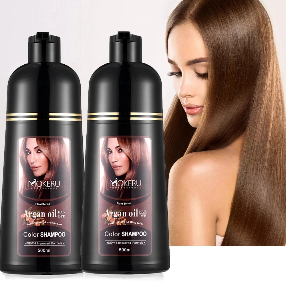 Argan Oil Essence Hair Dye Shampoo Natural Hair Color Shampoo Mild And Non Irritating Long Lasting 500ml