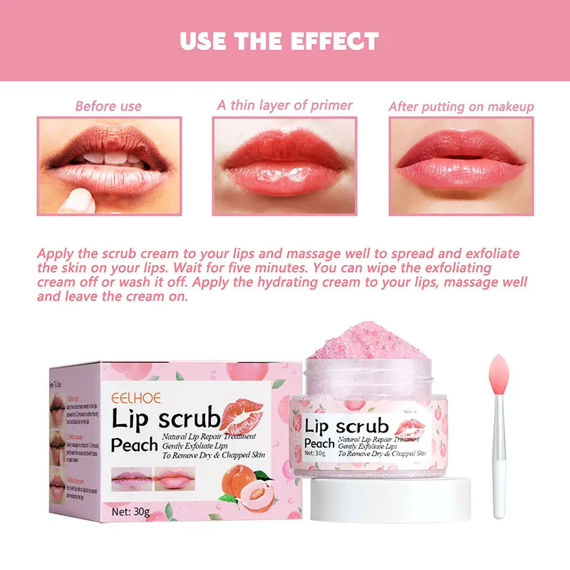 Lip Care Scrub Cream Lip Mask Lip Sleep Mask Night Sleeping Maintenance Moisturizing Lip Gloss Bleach Cream Lip Balm Peach 3g