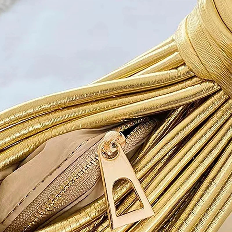 Handbags For Women Handwoven Noodle Bags Rope Knotted Pulled Hobo Silver Evening Clutch