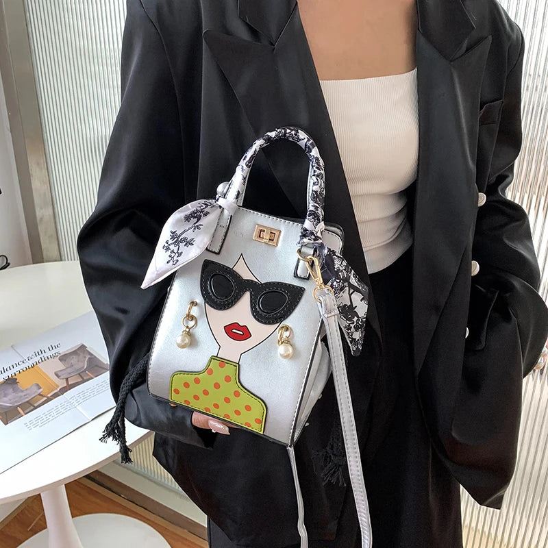 2023 Luxury Brand Hand Bags for Women High Quality PU Shoulder Bag Fashion Glasses Beauty Crossbody Bag Cute Purses and Handbags
