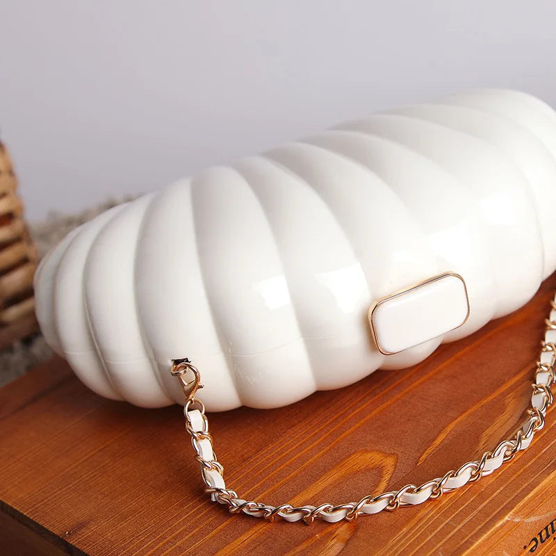 White Acrylic Seashell Shape Women's Handbags Party Fashion Chain Wedding Evening Bag Lady Purses Shell Shoulder Crossbody bag