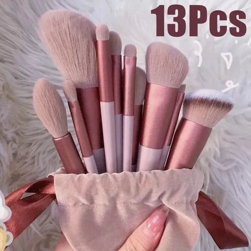 New 13 Piece Makeup Brush Set, Makeup Concealer, Pink Foundation Make-up Makeup Brush, Eye Shadow, Fluorescent Pen, Mixed Beauty