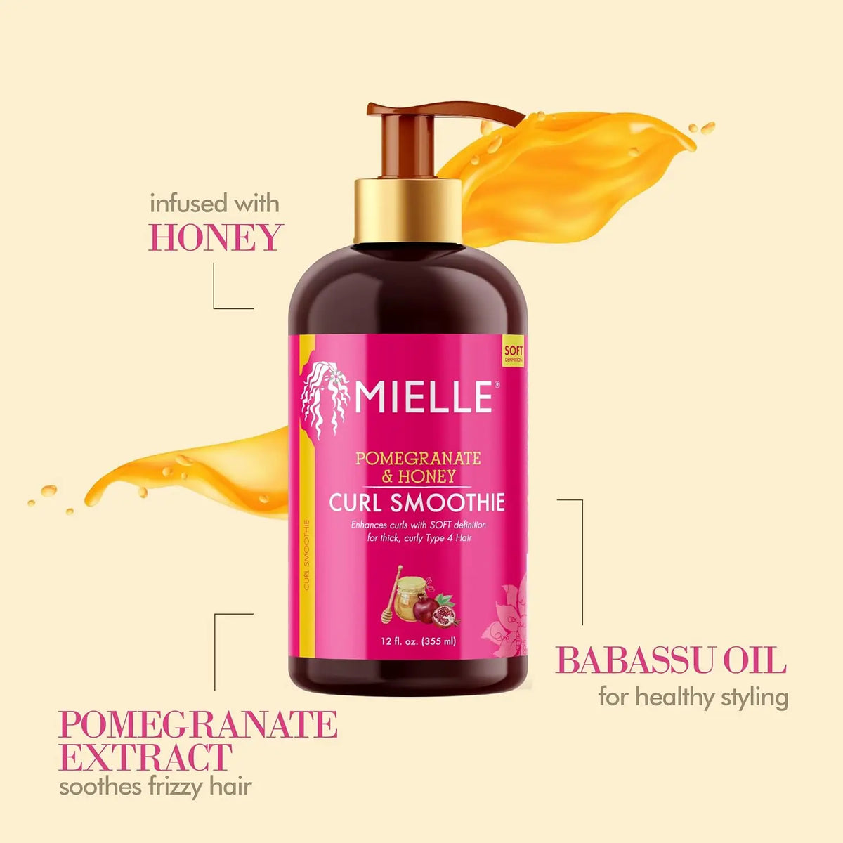 Mielle Organics Pomegranate & Honey Leave-In Conditioner + Honey Curl Smoothie Bundle