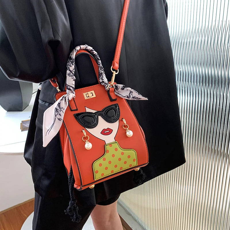 2023 Luxury Brand Hand Bags for Women High Quality PU Shoulder Bag Fashion Glasses Beauty Crossbody Bag Cute Purses and Handbags