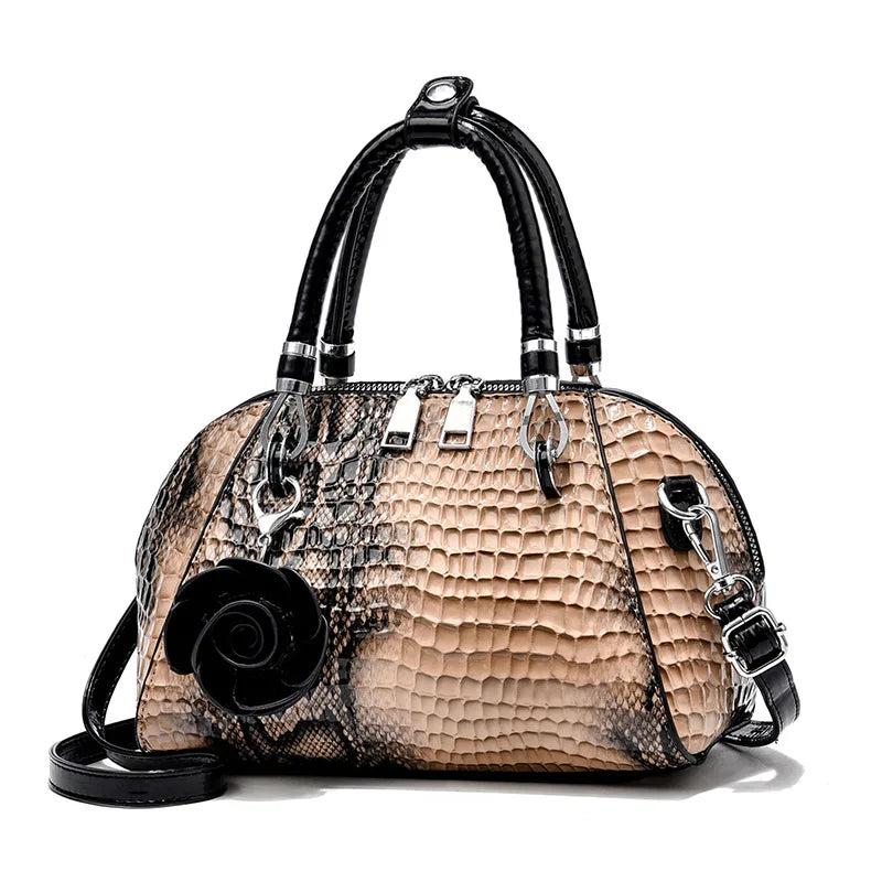 European / American Style Fashion Handbag Yellow Crocodile Pattern Women Tote Bag Ladies Small Shell Messenger Shoulder Bags sac