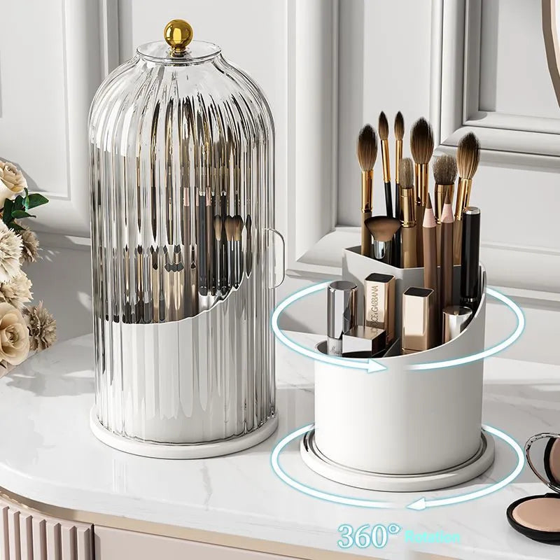 360° Rotating Makeup Brush Organizer