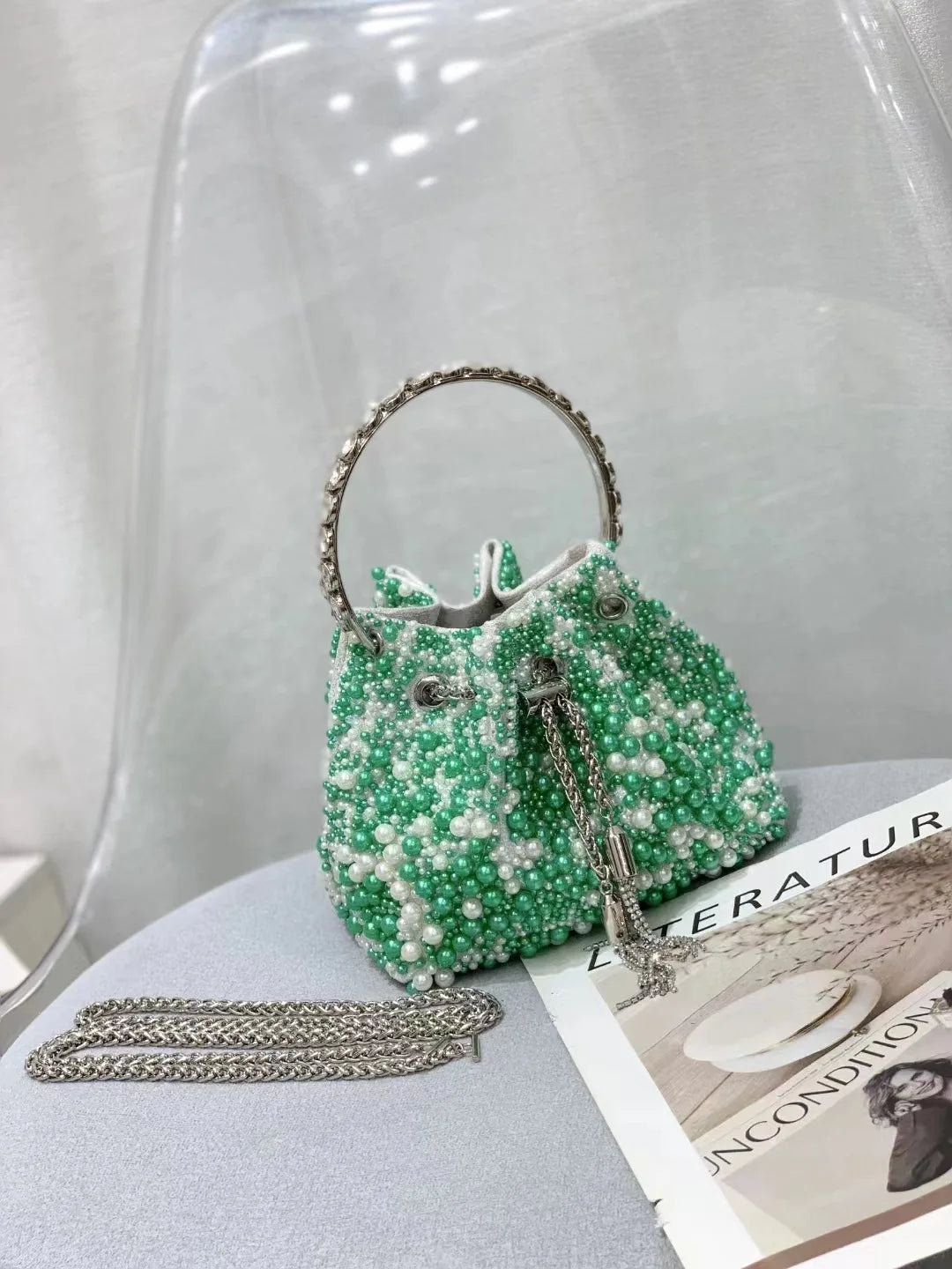 Luxury Designer Colorful Stones Evening Clutch Bag Wedding