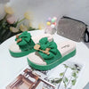 New Fashion Bowknot Women's Slippers Summer Women Slippers Indoor Outdoor Green Flip Flops Beach Shoe Home Non-slip EVA Slippers