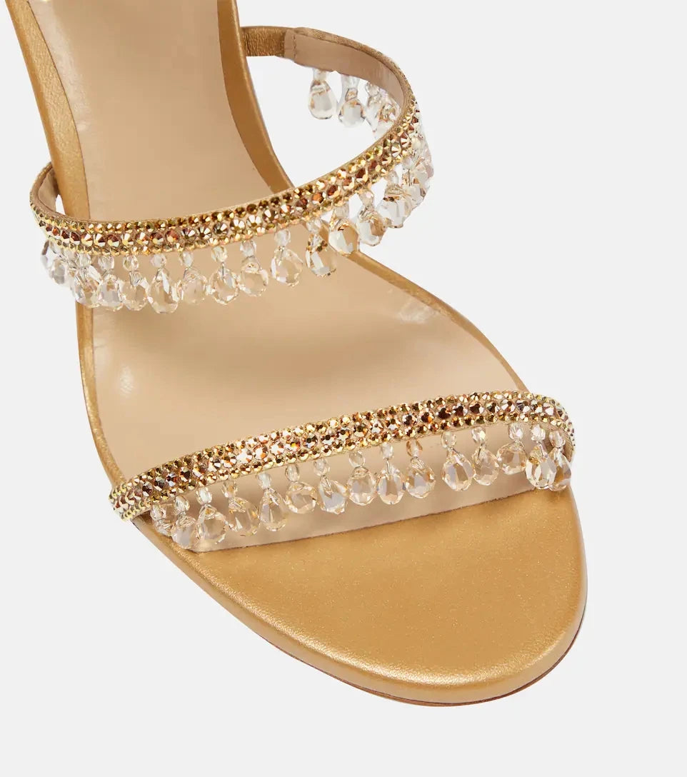 2025 Women's New Rhinestone Sandals Fashion Tassel Crystal Shoes Sexy Nightclub Banquet Party Twining Stiletto Women's Sandals
