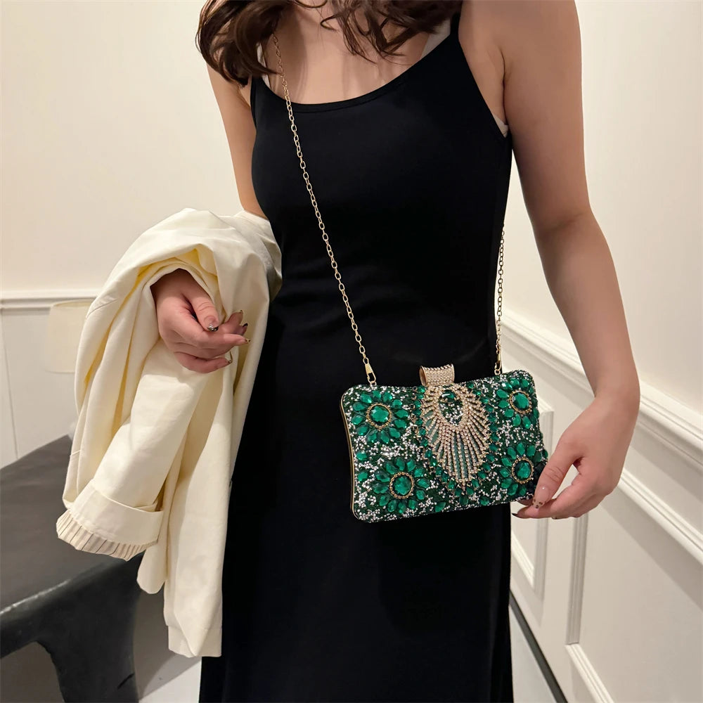 Luxury Sparking Rhinestone Evening Clutch Bags For Women Wedding Prom Dinner Party Gemstone Crossbody Bag 2024 Designer Handbags