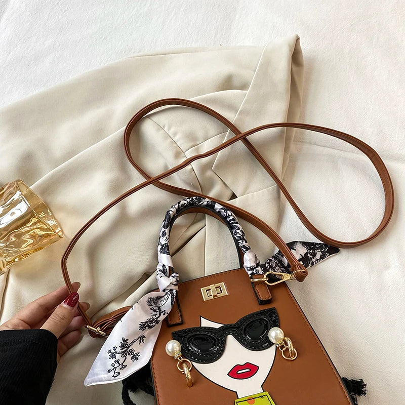 2023 Luxury Brand Hand Bags for Women High Quality PU Shoulder Bag Fashion Glasses Beauty Crossbody Bag Cute Purses and Handbags