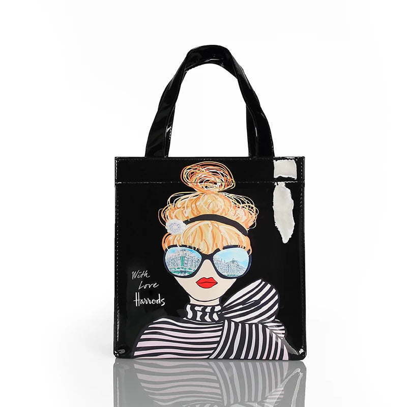 Green Striped PVC Women's Tote