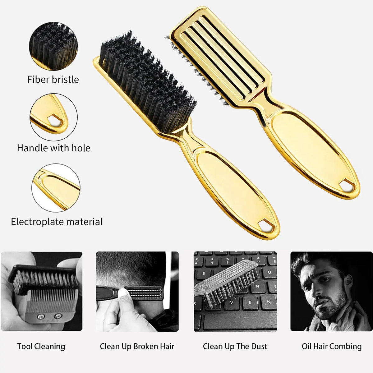 2pcs Barber Brush Set Hairdresser Blade Clean Brushes Neck Duster Brush Clipper Cleaning Hairbrush Pro Barbershop Tool Accessory