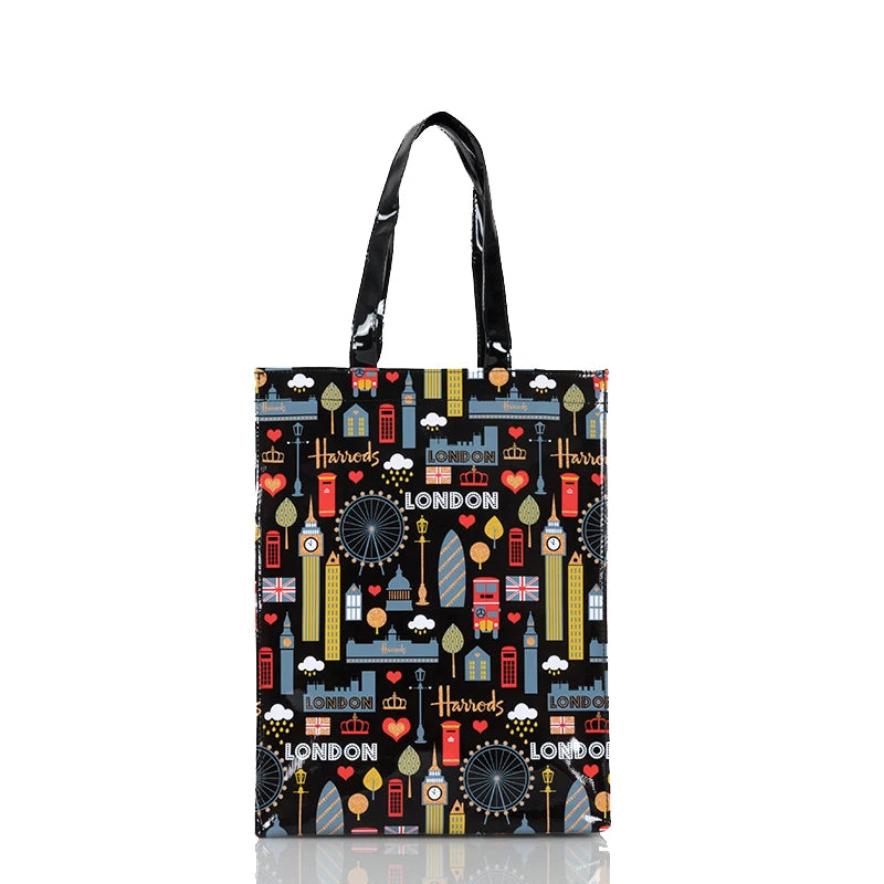 Green Striped PVC Women's Tote
