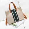 Simple Canvas Stripe Decor Bucket Handbags Women Top Handle Tote Bag Large Capacity Casual Shoulder Crossbody Bags