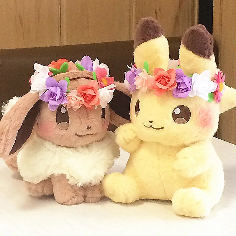 Pokemon Plush Wreath Corolla Pikachu Eevee Plush Toy Kawaii Stuffed Doll Christmas Gift For Kids Children