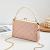 New Fashion Versatile Lingge Embroidery Clip Chain Strap Crossbody Mobile Phone Bag Pearl Handheld Women's Bag