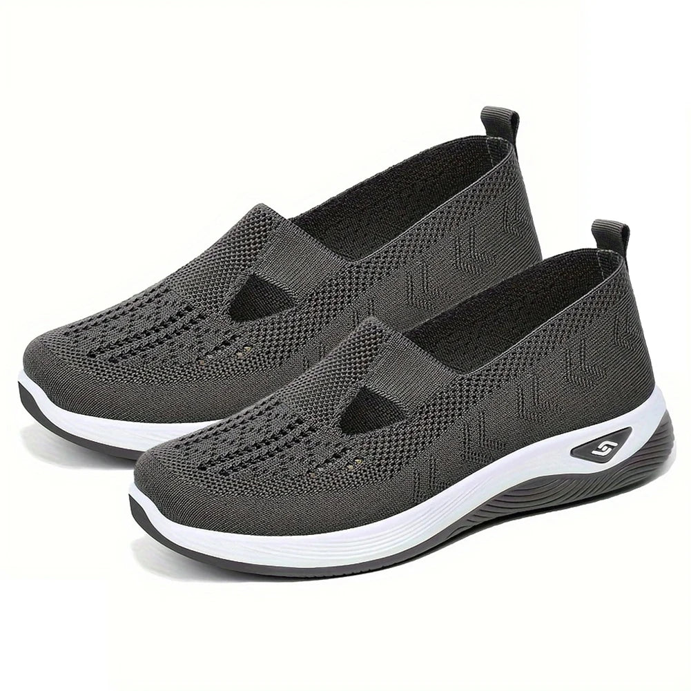 Women's New Summer Shoes Mesh Breathable Sneakers Light Slip on Flat Platform Casual Shoes Ladies Anti-slip Walking Woven Shoes