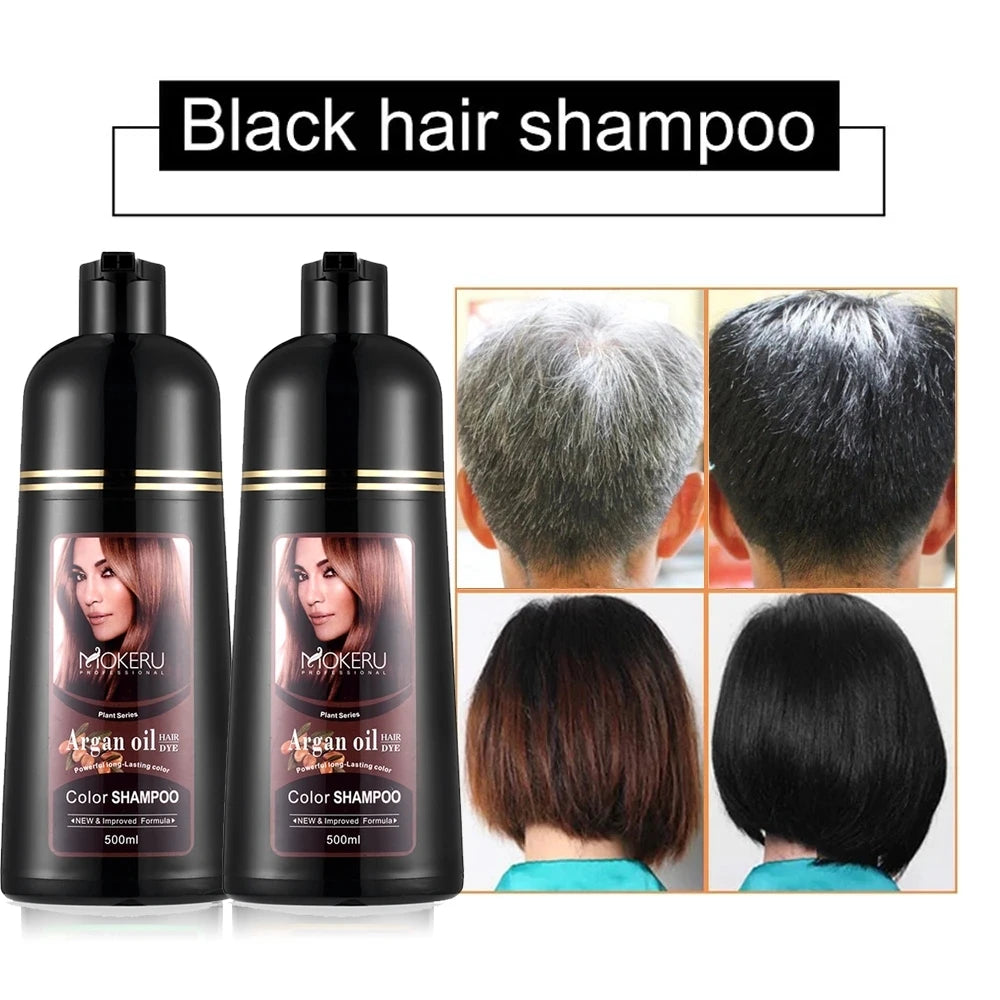 Argan Oil Essence Hair Dye Shampoo Natural Hair Color Shampoo Mild And Non Irritating Long Lasting 500ml