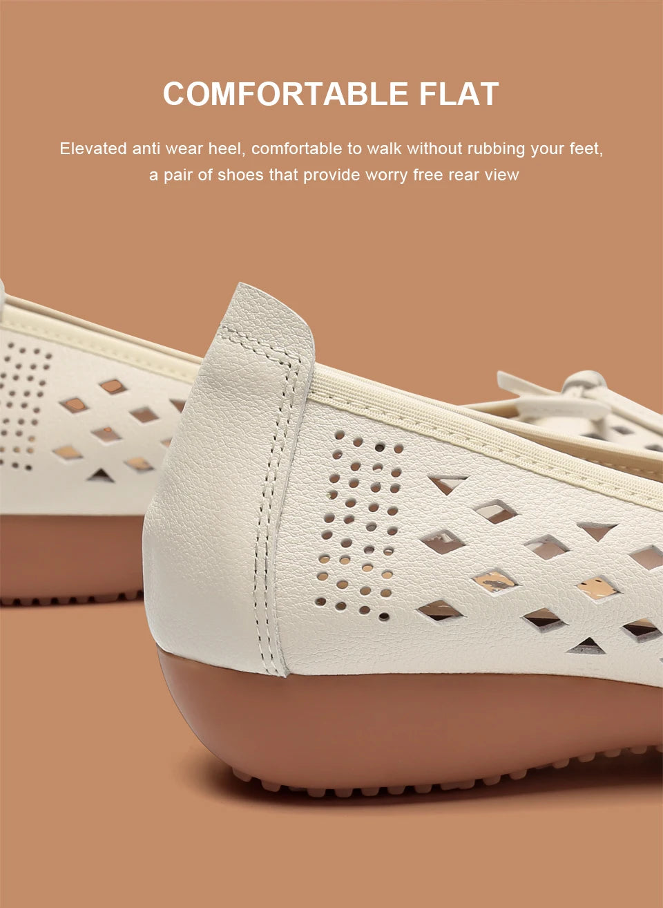 Summer Slip-on Shoes Flat Hollow Comfortable Woman Shoes Genuine Leather Soft Bottom White Breathable Mule Women's Moccasins 41