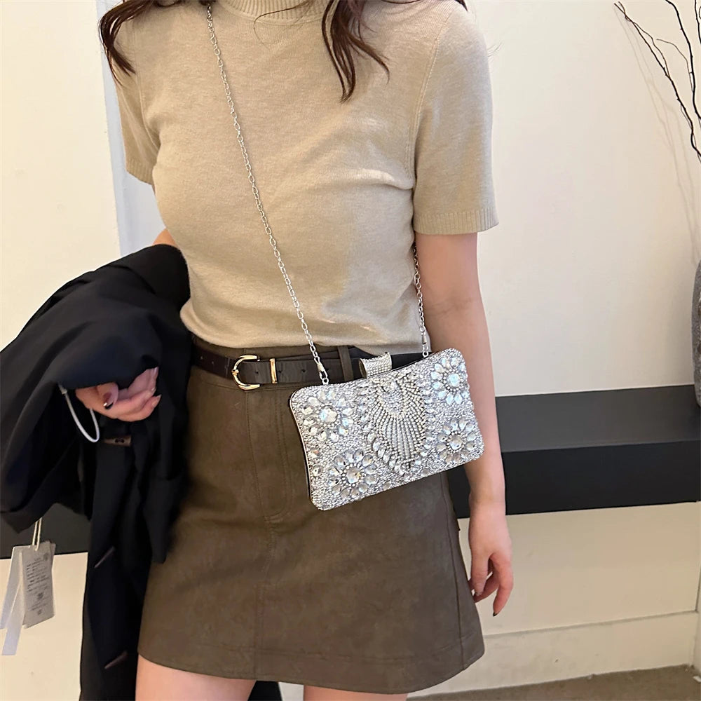 Luxury Sparking Rhinestone Evening Clutch Bags For Women Wedding Prom Dinner Party Gemstone Crossbody Bag 2024 Designer Handbags