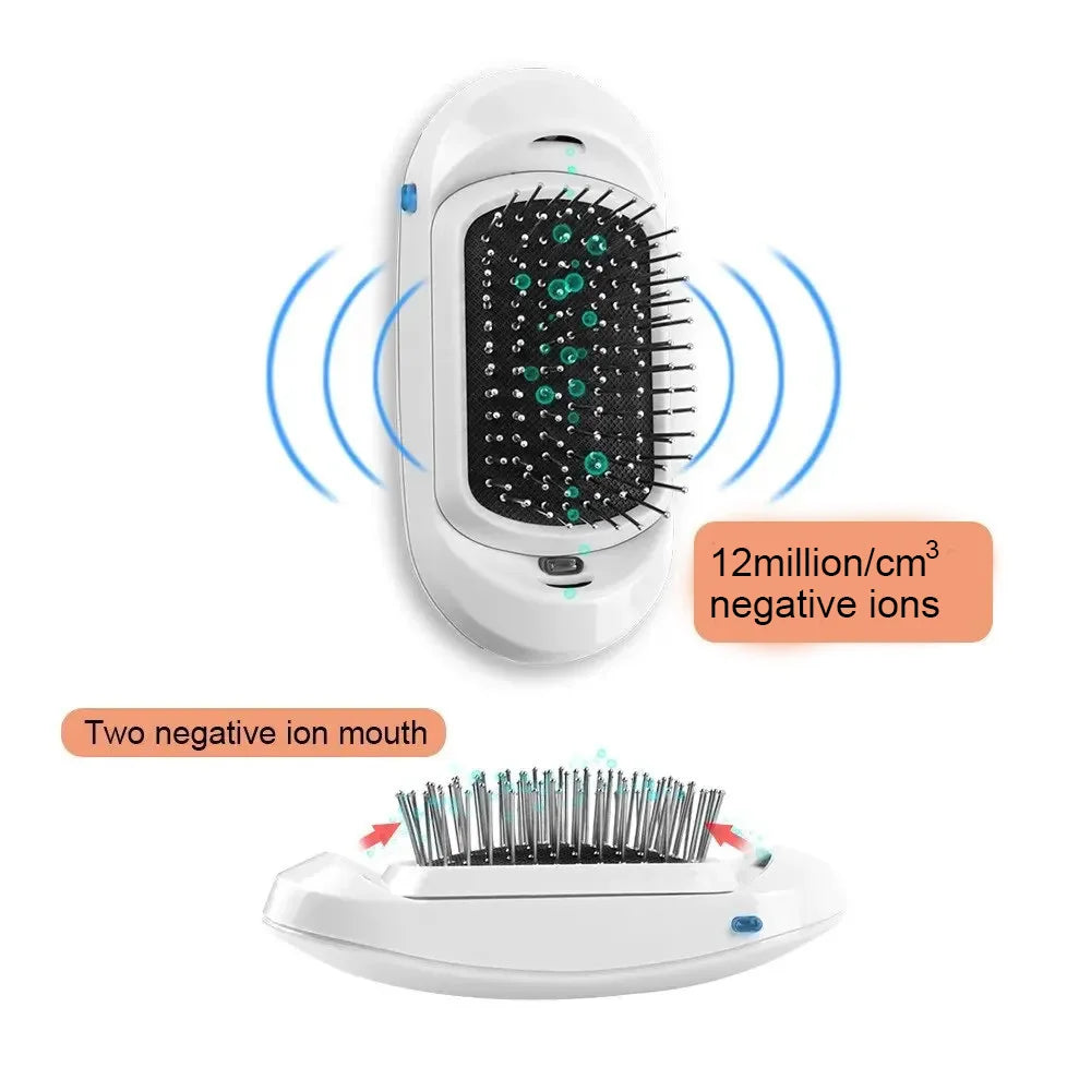 2023 Anti-static Ionic Hair Brush Negative Scalp Massager Protable Vibration Comb Smoomthing Comb Electric Hair Ionic Brush