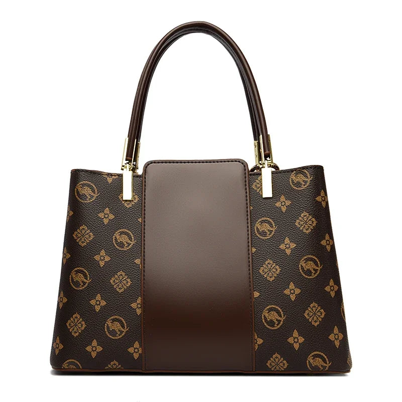 Women Luxury Top-Handle Bags 3 layer Design Fashion Print Handbag High Quality Leather Shoulder Bag Large Capacity Women Handbag