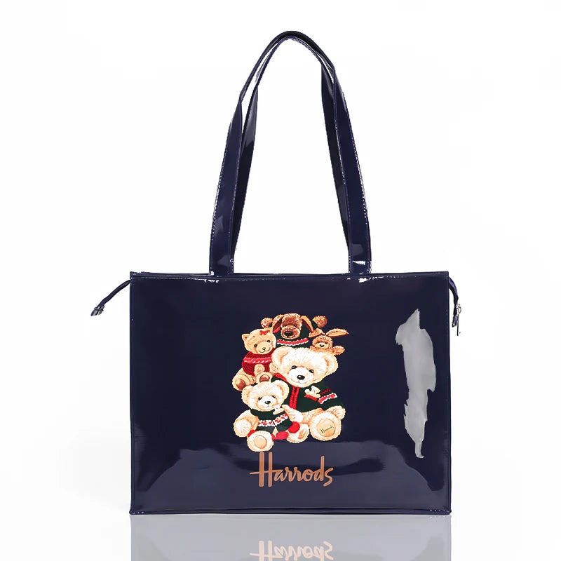 Green Striped PVC Women's Tote
