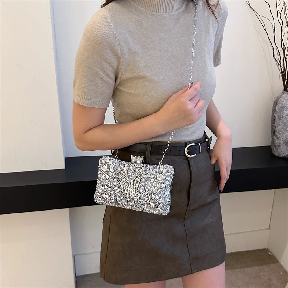 Luxury Sparking Rhinestone Evening Clutch Bags For Women Wedding Prom Dinner Party Gemstone Crossbody Bag 2024 Designer Handbags