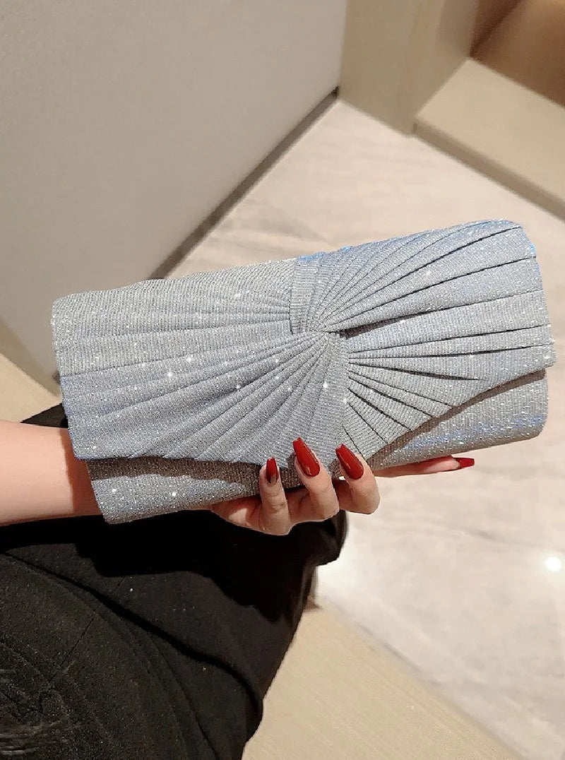 Upgrade Rhinestone Evening Bag Silver Purse Sparkly Diamond Silver Clutch Purses for Women Party Club Wedding