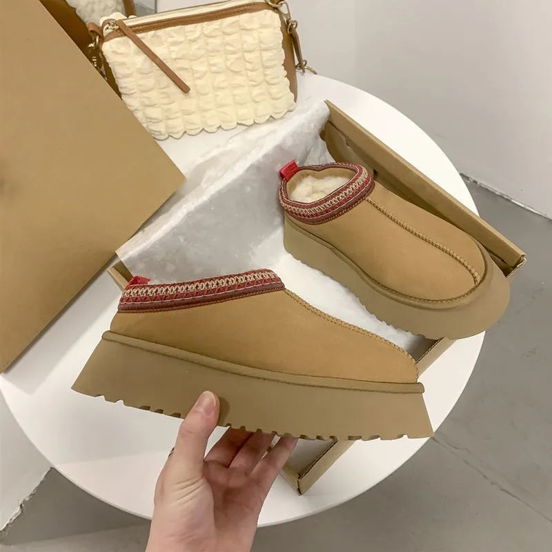 2025 New Women's Fur Slippers Dress Thick-soled Shoes Short Plush Comfortable Women's Cotton Shoes Designer Winter Snow Boots