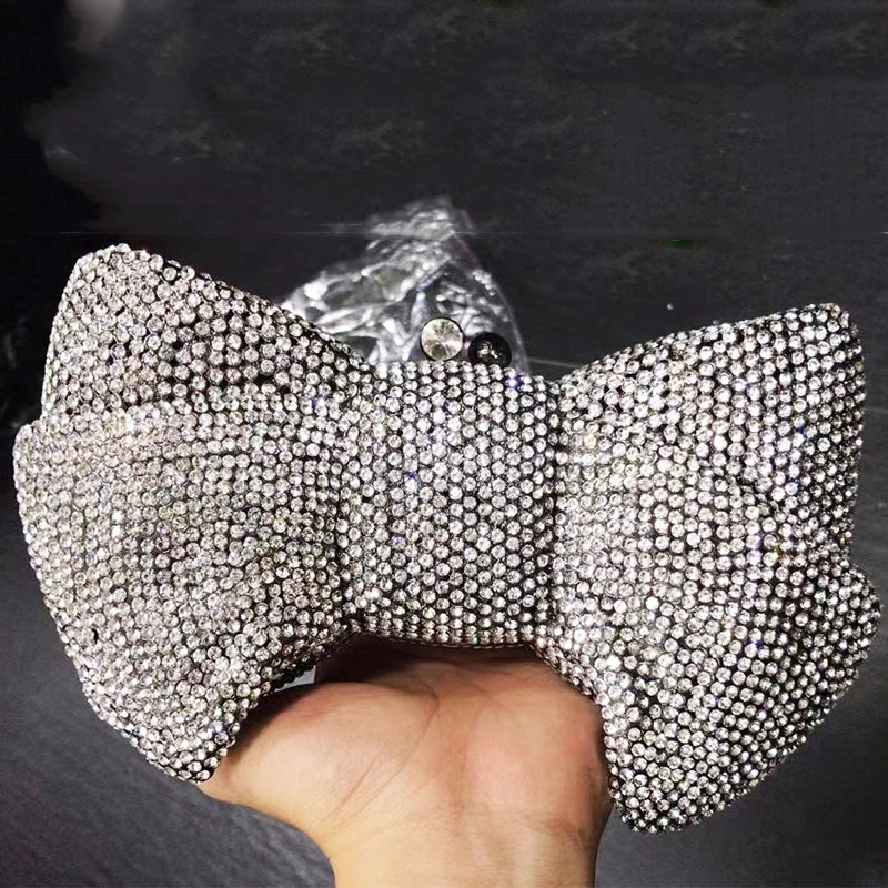 Best Design Bow Shape AB Rhinestone Purse Women Handbag Evening Clutch Bags High Quality Lady Diamond Crystal Party Wedding Bag
