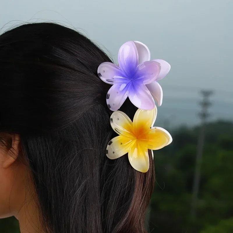 Summer Cute Gradient Flower Acrylic Hairpin Women's Sweet Ponytail Hairpin Shark Hairpin Hair Accessories