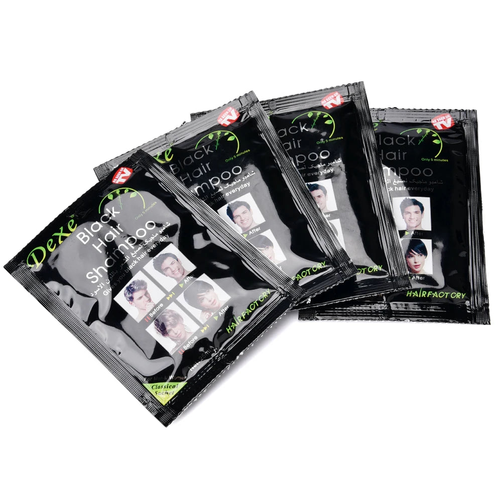 10 Pcs Dexe Fast Black Hair Shampoo Only 5 Minutes White Become Black Hair Color Grey Hair Removal for Men Women Fast Hair Dye