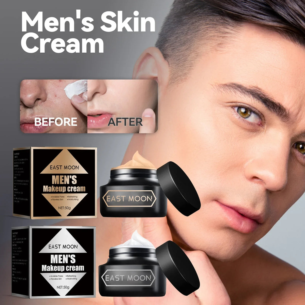 Men Makeup Cream Acne Mark Concealer Hydrating Moisturizing Oil control Freckle Removing Firming Whitening Male Facial Cosmetic