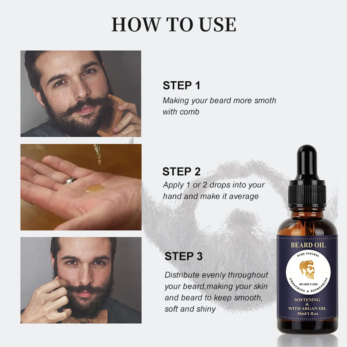 New Beard Oil for Men Conditioner Provide Nourishment Enhance Natural Shine Softens Strengthens Beards Mustaches