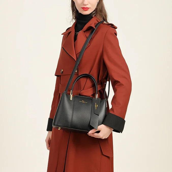 Women Luxury Top-Handle Bags 3 layer Design Fashion Print Handbag High Quality Leather Shoulder Bag Large Capacity Women Handbag