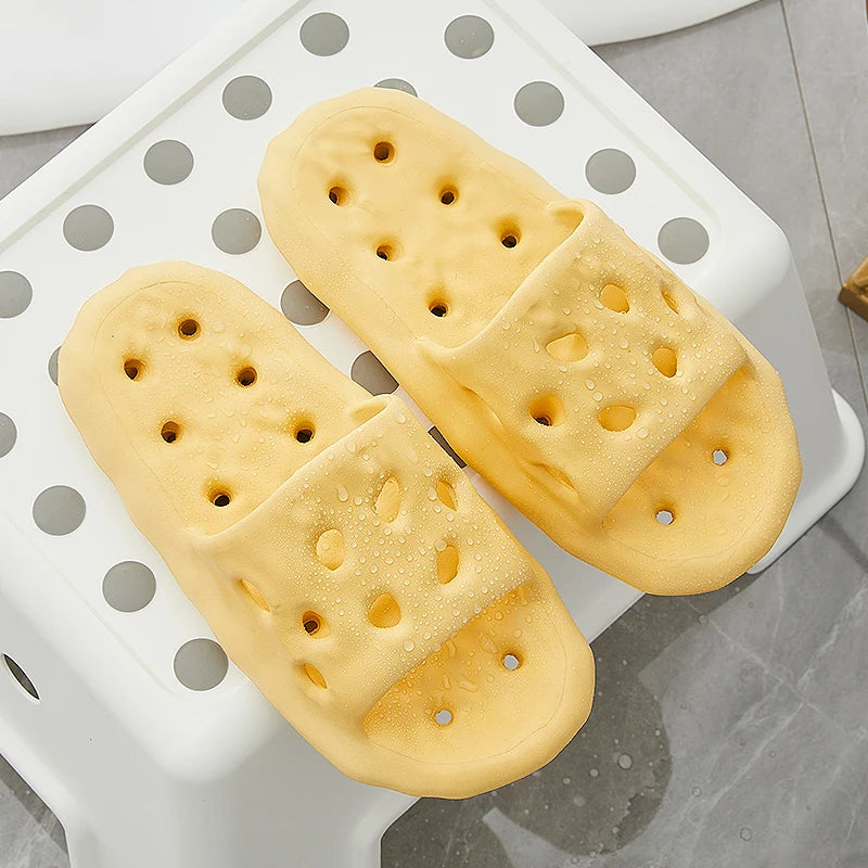 Hollow Out Bottom Bathroom Slippers Women Light Non-slip Soft Sole Home Slides Woman Solid Color Quick-drying Pool Flip Flops