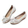Summer Slip-on Shoes Flat Hollow Comfortable Woman Shoes Genuine Leather Soft Bottom White Breathable Mule Women's Moccasins 41