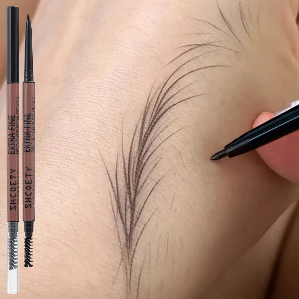 Ultra-fine Head Eyebrow Pencil Dark Brown Natural Wild Eyebrows Eyeliner Pen Waterproof Lasting Quick-drying Brows Makeup Tools